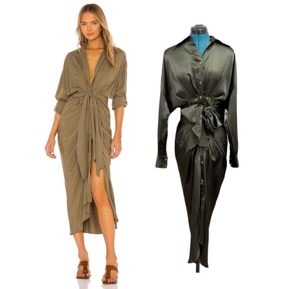 Divine Heritage Silk button up dress green - Picture 6 of 15